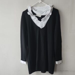 Manga Black and White Long Sleeve Dress
